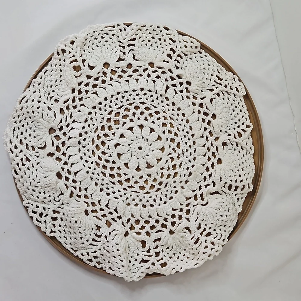 Handmade Crochet Lace Doily Table Mat Mandala Organic Cotton Vintage Decor